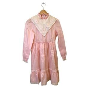 Vintage Bryan Pink Ruffle Prairie Dress Girls 10